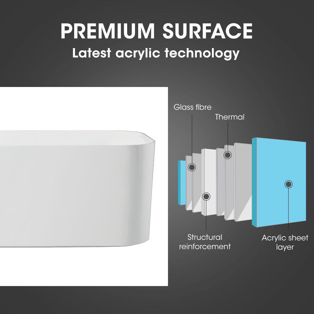MARBELLA Bathtub Acrylic Freestanding Bath Tub Gloss White 1750x800x633mm Price