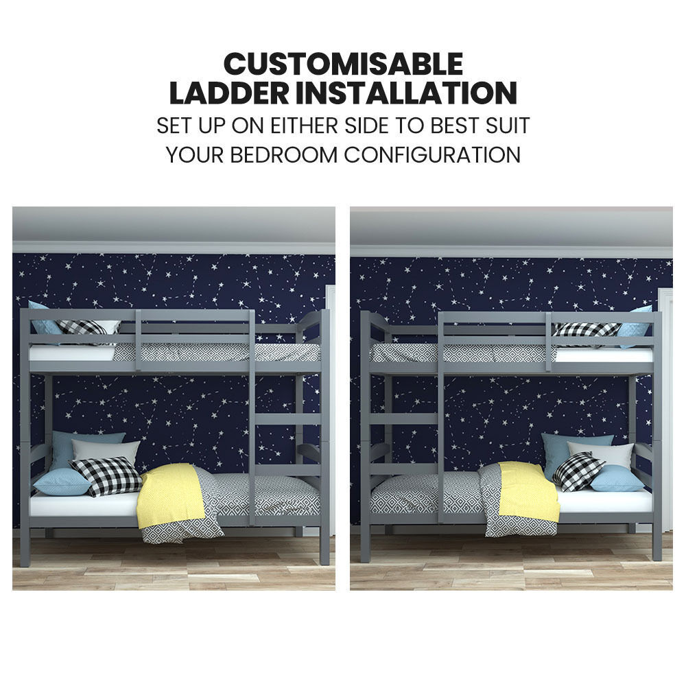 Kingston Slumber Bunk Bed Frame Single Wooden Children Timber PIne Wood Loft Kids Bedroom Furniture Price