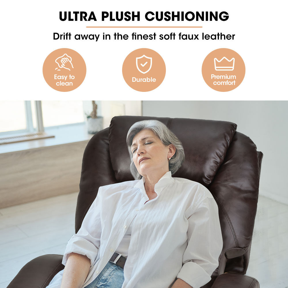 FORTIA Electric Massage Lift Recliner Chair Faux Leather 8 Point Massage Heating, Dark Crimson Price