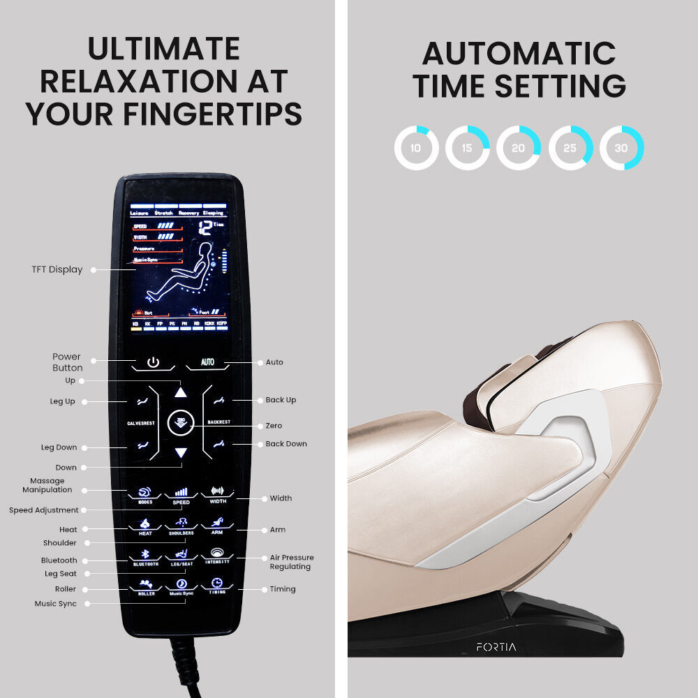 FORTIA Cloud 9 MkII Electric Massage Chair Full Body Zero Gravity with Heat and Bluetooth, Cream/Brown Price