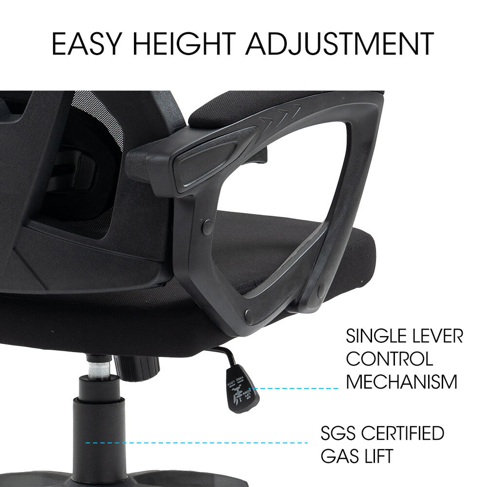 FORTIA Ergonomic Office Desk Chair, Height Adjustable Lumbar Support, Mesh Fabric, Headrest, Black Price