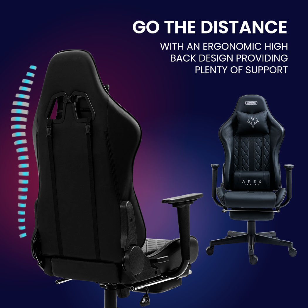 OVERDRIVE Apex Series Reclining Gaming Ergonomic Office Chair with Footrest, Black Price