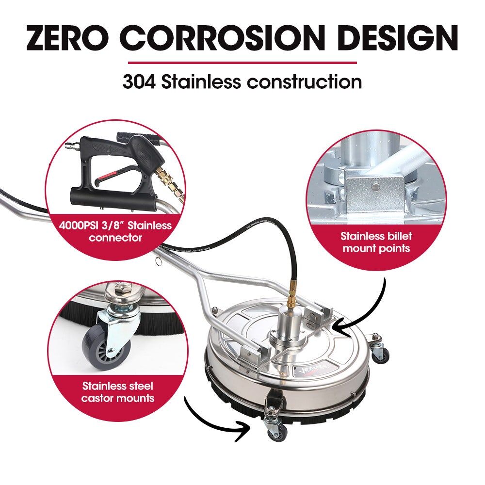 Jet-USA 21" Stainless Steel Pressure Washer Surface Cleaner with Yoke Handlebar, 3/8" Fitting, For Concrete Driveway Patio Floor Price