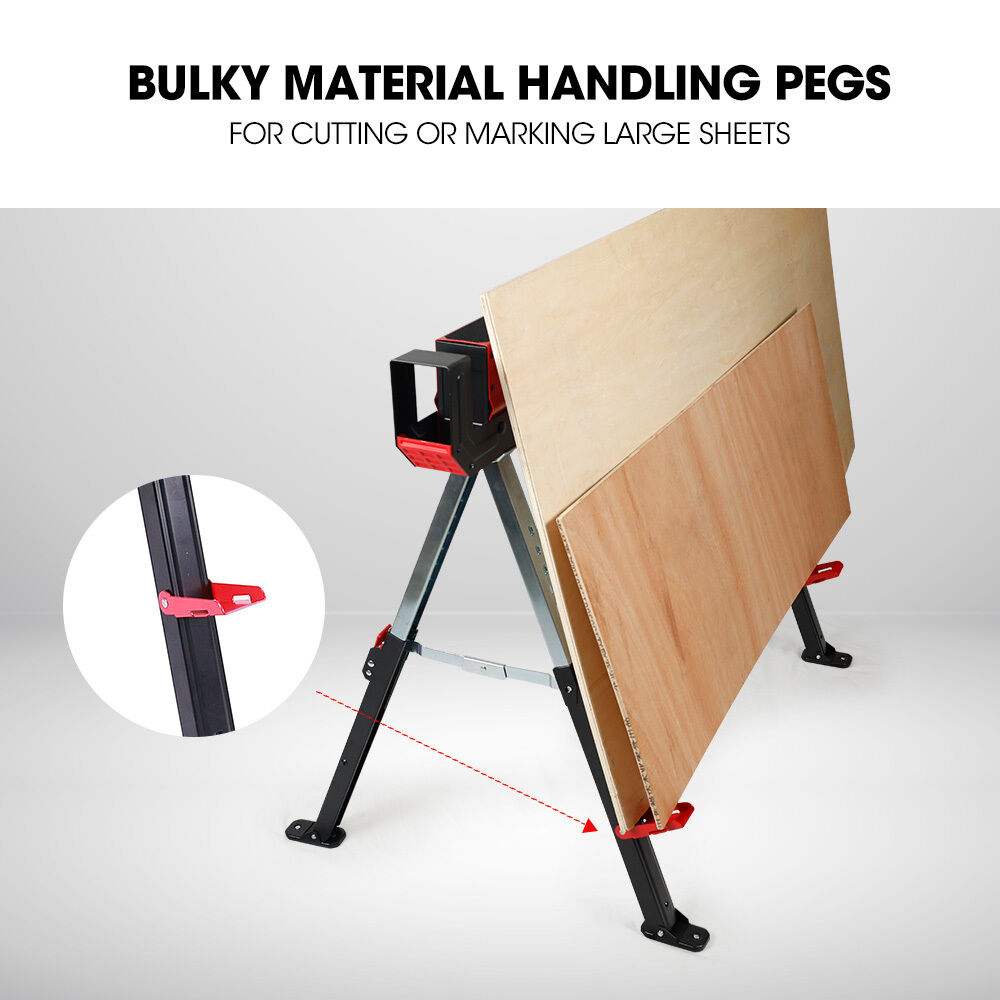 BAUMR-AG 2 x Steel Saw Horse, Folding Height Adjustable Sawhorse, 1180kg Capacity, 2x4 Support Arms Price