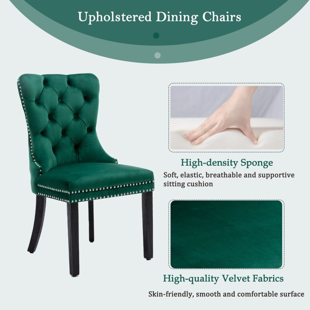 6x Velvet Dining Chairs- Green Price