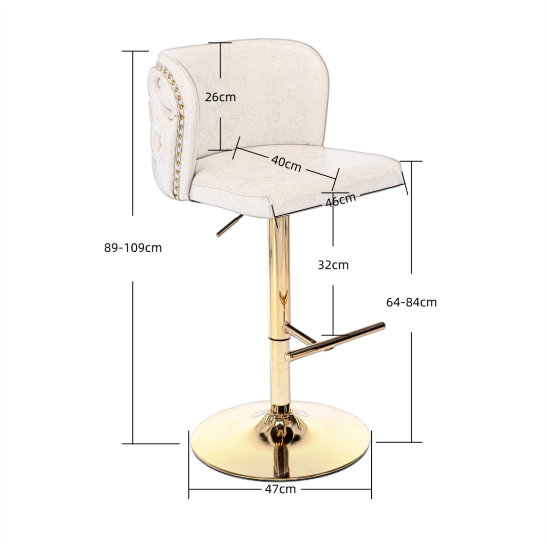 2x Faux Leather Golden Base Swivel Bar Stools- Beige Price