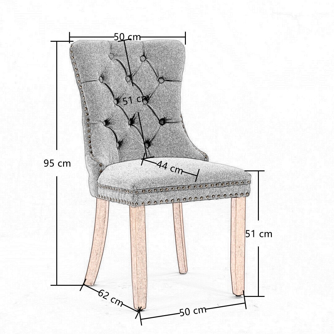 6x AADEN Modern Elegant Button-Tufted Upholstered Fabric with Studs Trim and Wooden legs Dining Side Chair-Beige Price