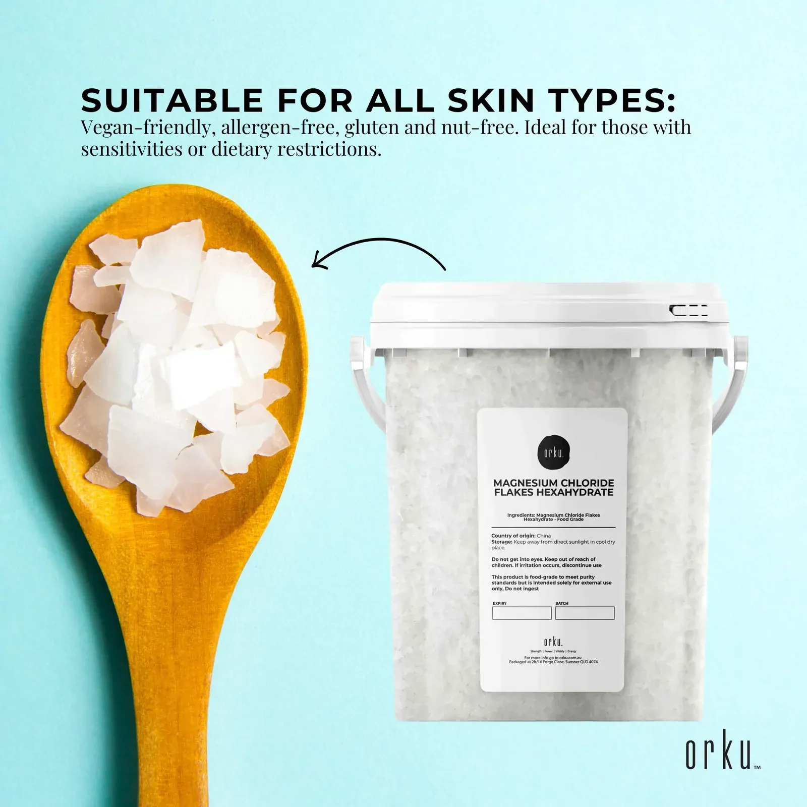 800g Magnesium Chloride Flakes Hexahydrate Tub - Organic USP Food Grade Salt Price