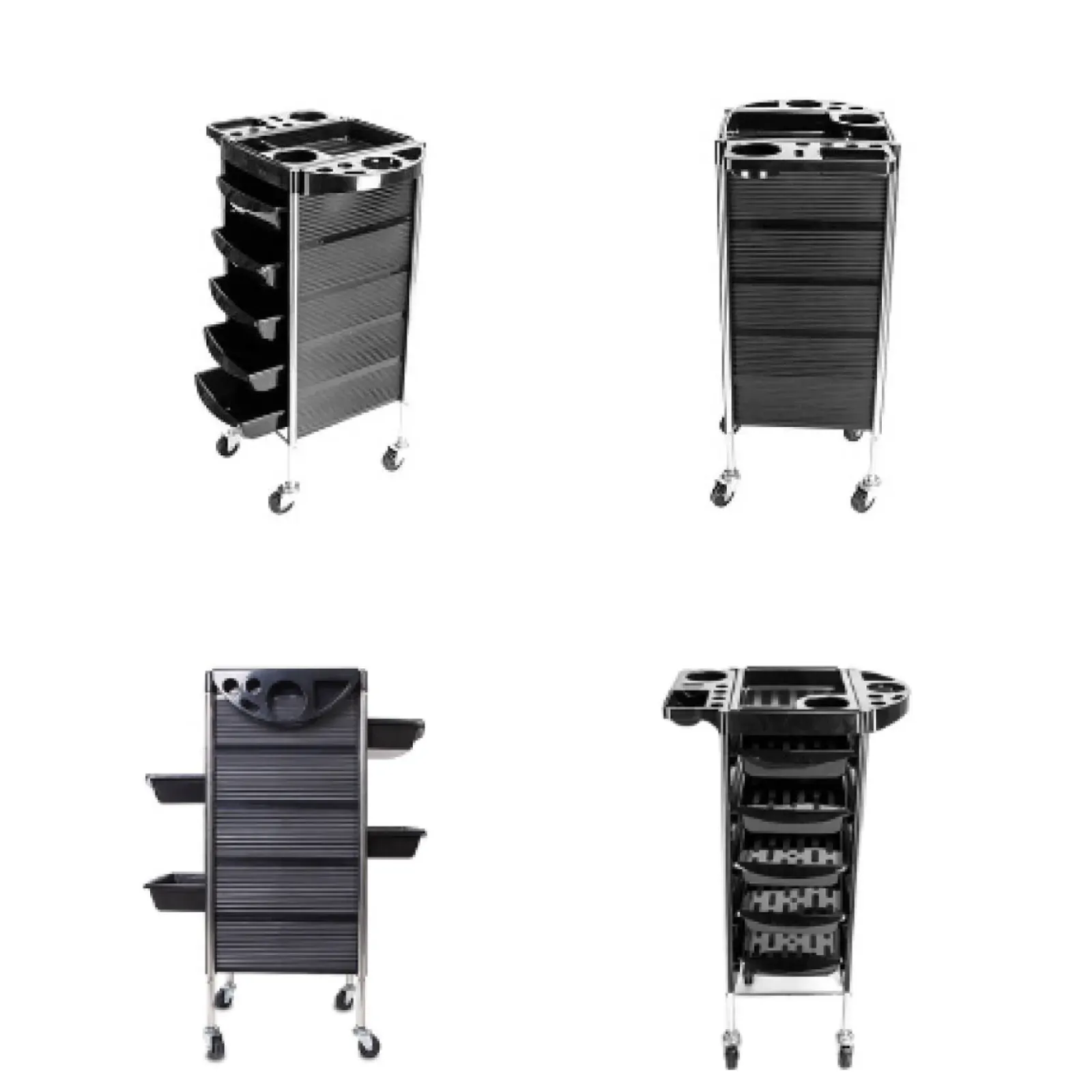 5 Drawer Hairdressing Trolley Black 90x30x36cm Hair Salon Beauty Rolling Cart Price