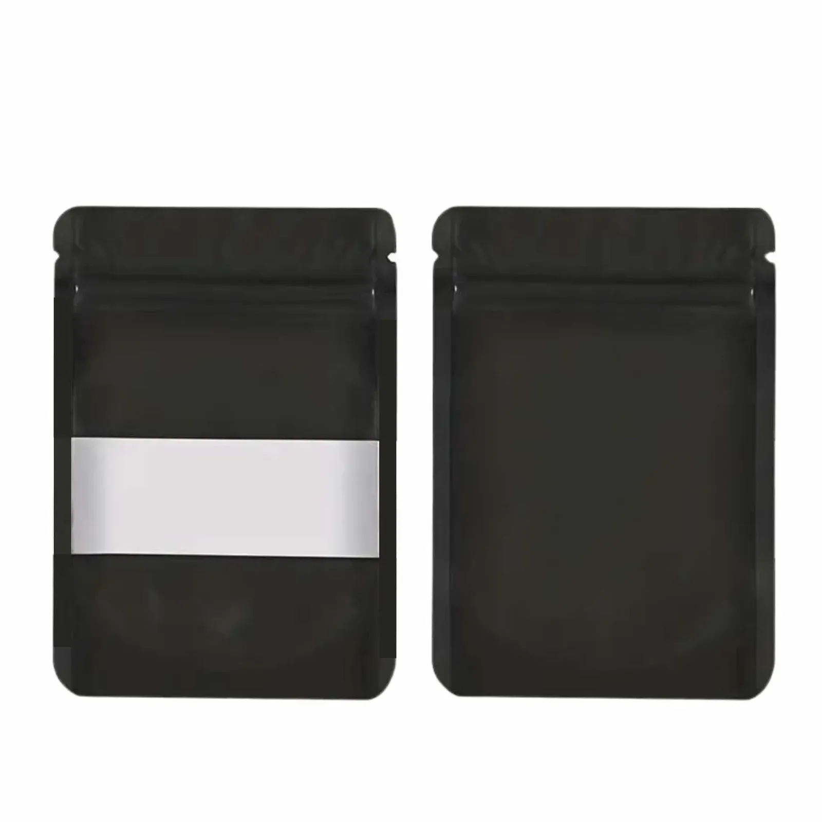 100 Resealable Mylar Stand Up Bags 36x25cm - Black Food Packaging Zip Pouch Price