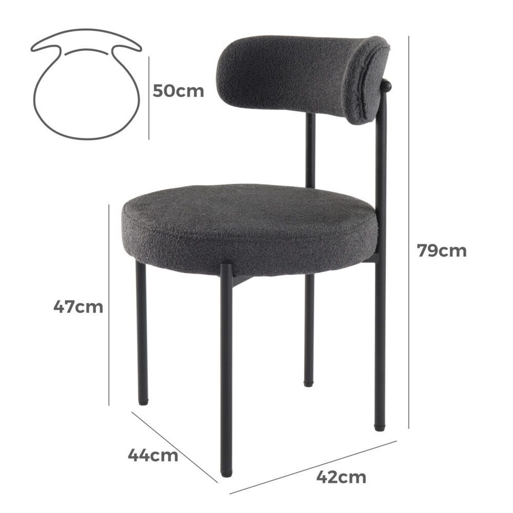 Charcoal Chic Boucle Elsa Dining Chairs Price