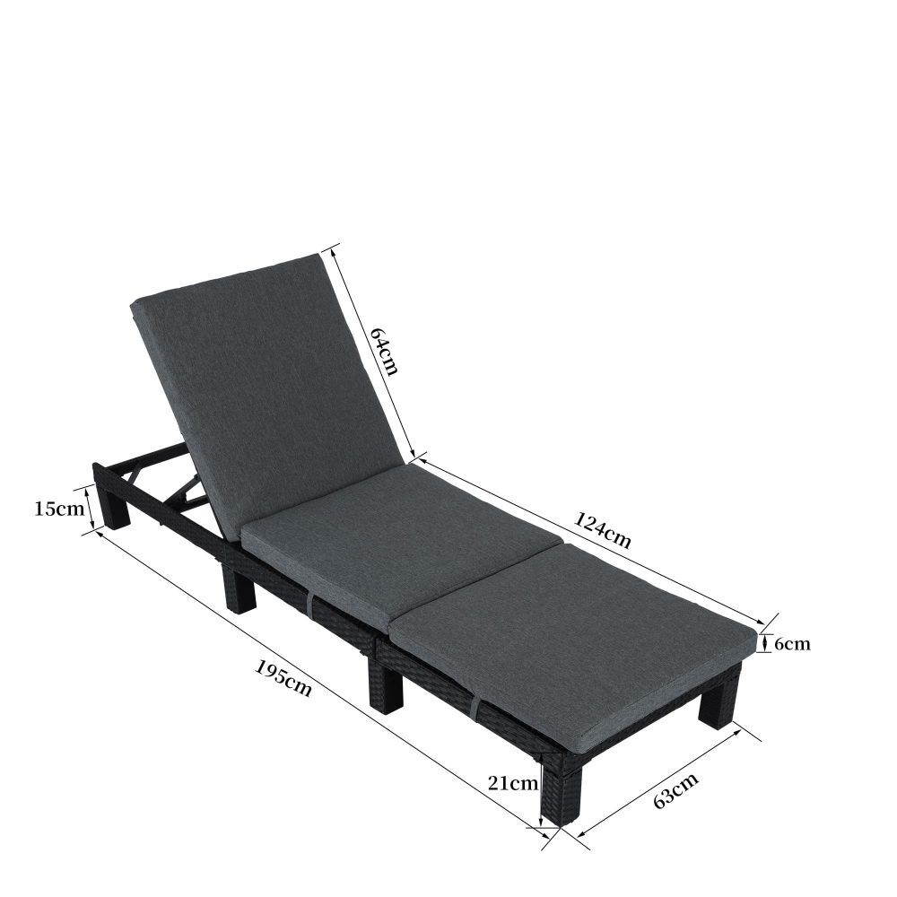 Black Rattan Sunbed with Adjustable Recline Price