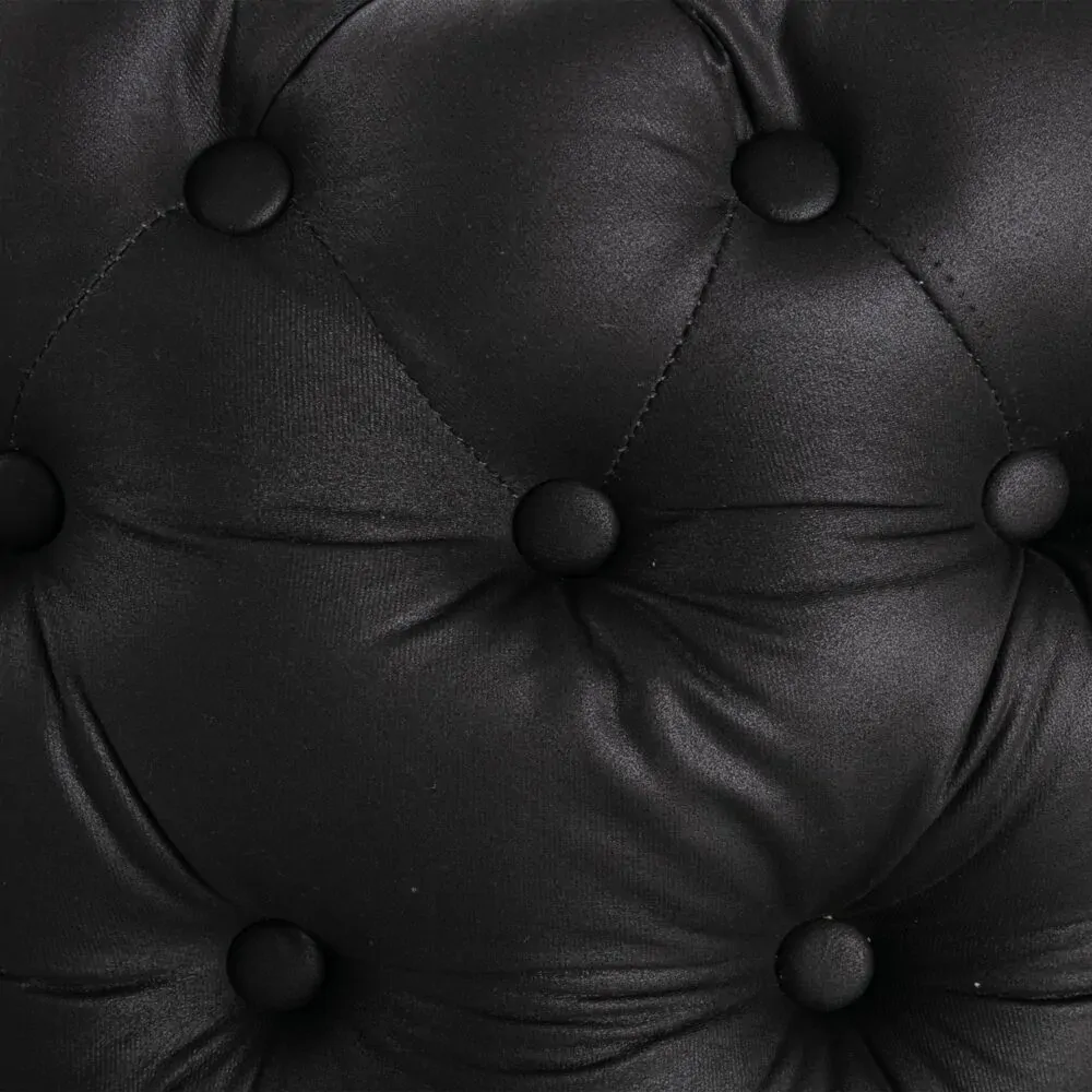 Contemporary Black Leather-look Ottoman with Button Price