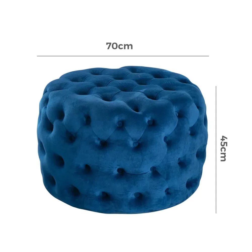 Round Velvet Ottoman in Navy Price