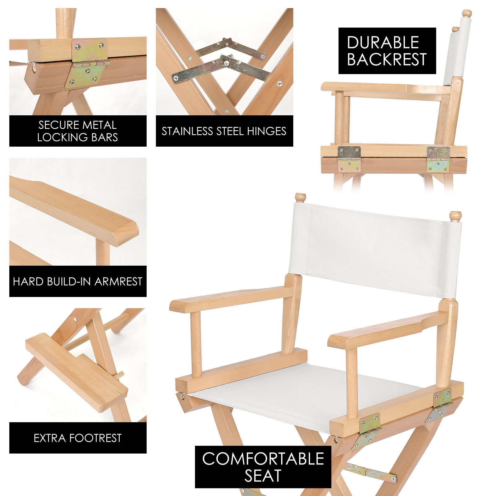2X Director Movie Folding Tall Chair 76cm Beech WOOD HUMOR Price