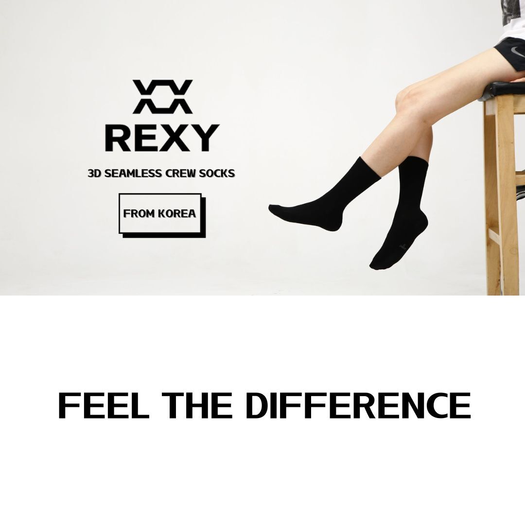 10X Rexy 3D Seamless Crew Socks Medium Slim Breathable BLACK Price