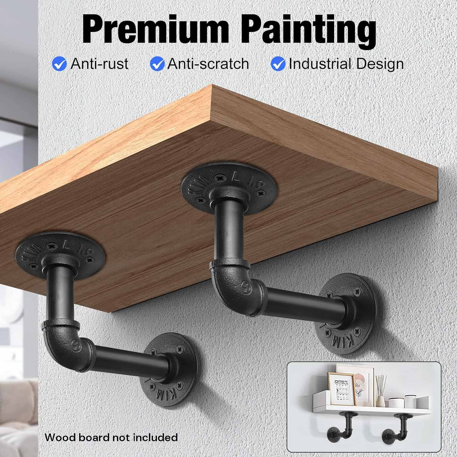 4PCS Pipe Floating Shelf Bracket Industrial Pipe Shelf Bracket Mounting Bracket Storage Racks Decor Price