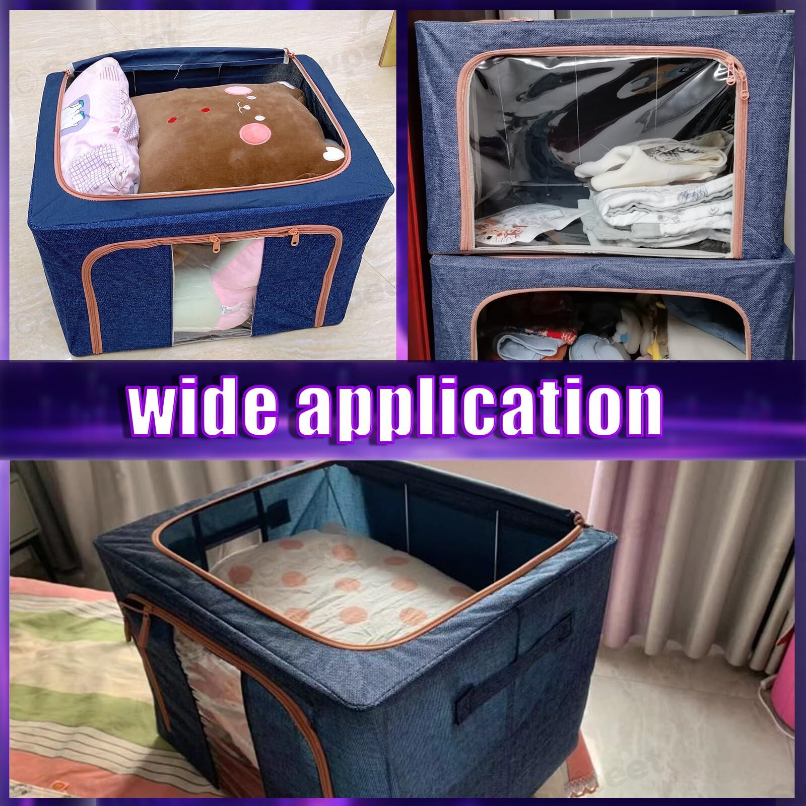 100L Cloth Storage Box Closet Organizer Storage Bags Clothes Storage Bags Wardrobe Organizer Idea Grey Blue Price