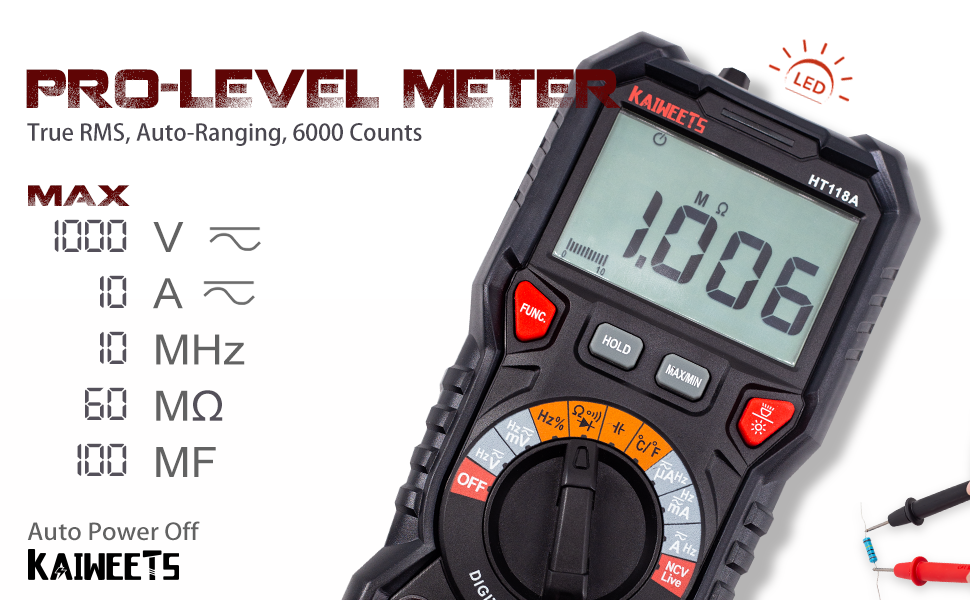 KAIWEETS Digital Multimeter TRMS 6000 Counts Voltmeter Auto-Ranging Fast Accurately Measures Voltage Current Amp Resistance Diodes Continuity Duty-Cyc Price