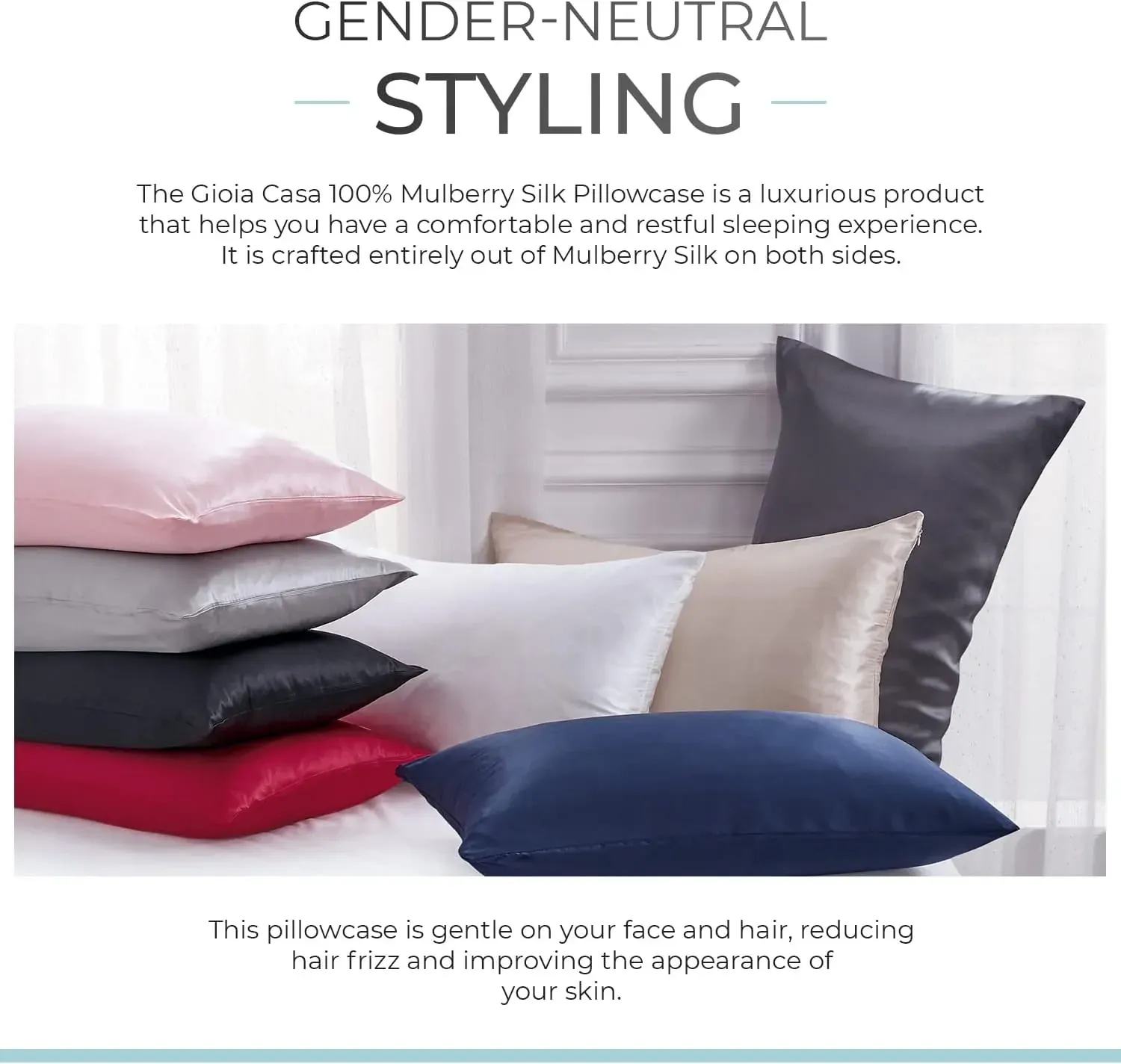 Gioia Casa Luxury Pillowcase - 100% Pure Mulberry Silk on Both Sides - Sage Green Price