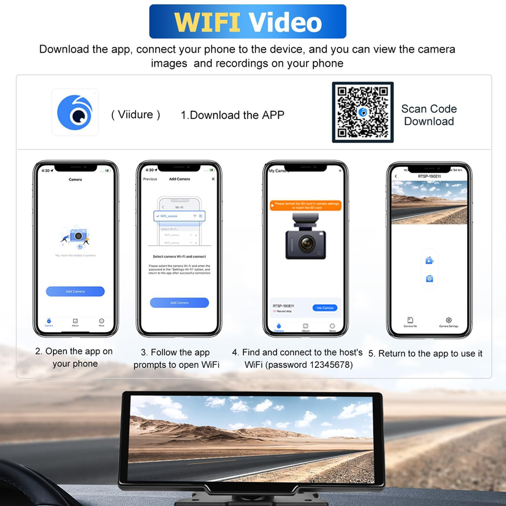 10.26" Wireless Apple Android Carplay Dual Dash Cam Front Rear Camera with 64G Card Price