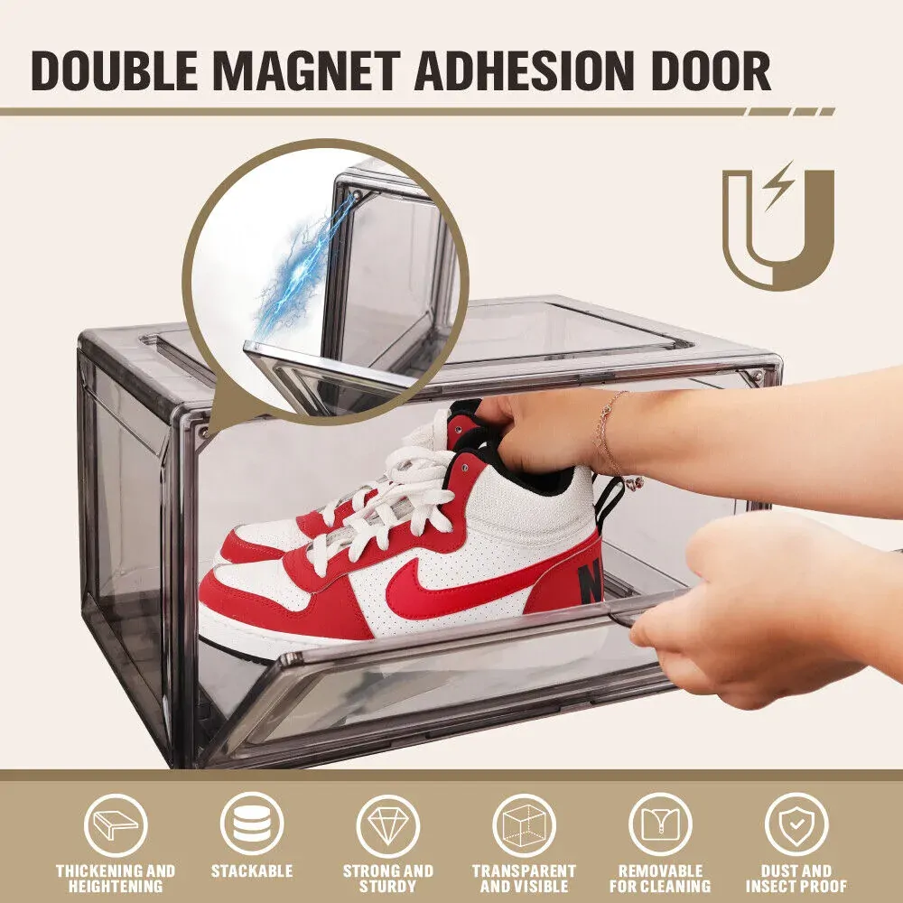 10Pcs Premium Acrylic Shoe Box Sneaker Display Storage Case Boxes Magnetic Door Au Price
