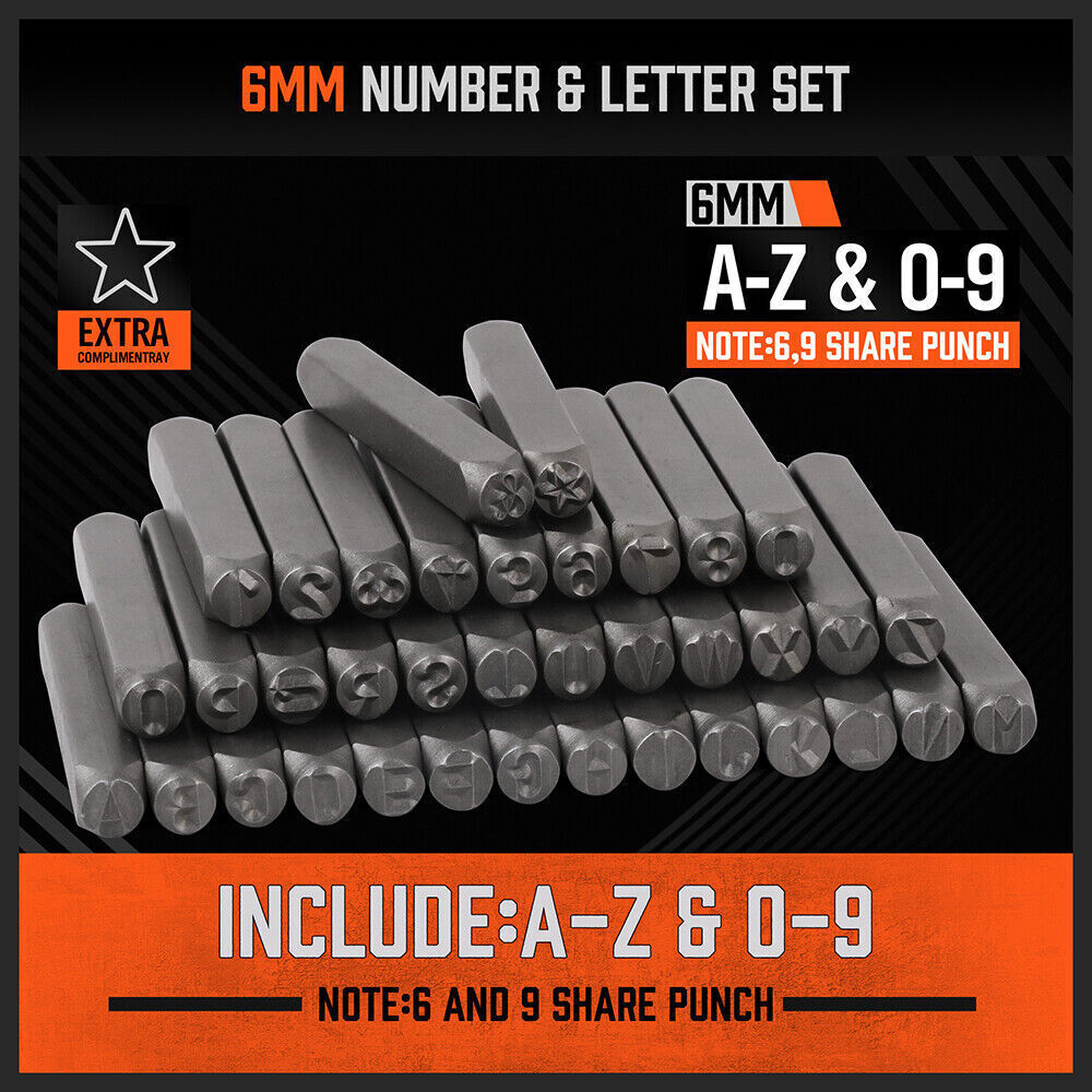 37Pcs 6mm Number & Capital Letter Stamp Set Punches Metal Plastic Wood Leather Price