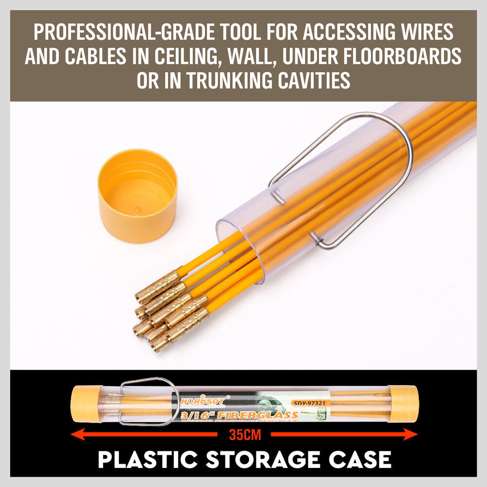 3.3m ⏀ 4mm Fibreglass Electricians Push Pull Rods Cable Cavity Contractors Duct Price