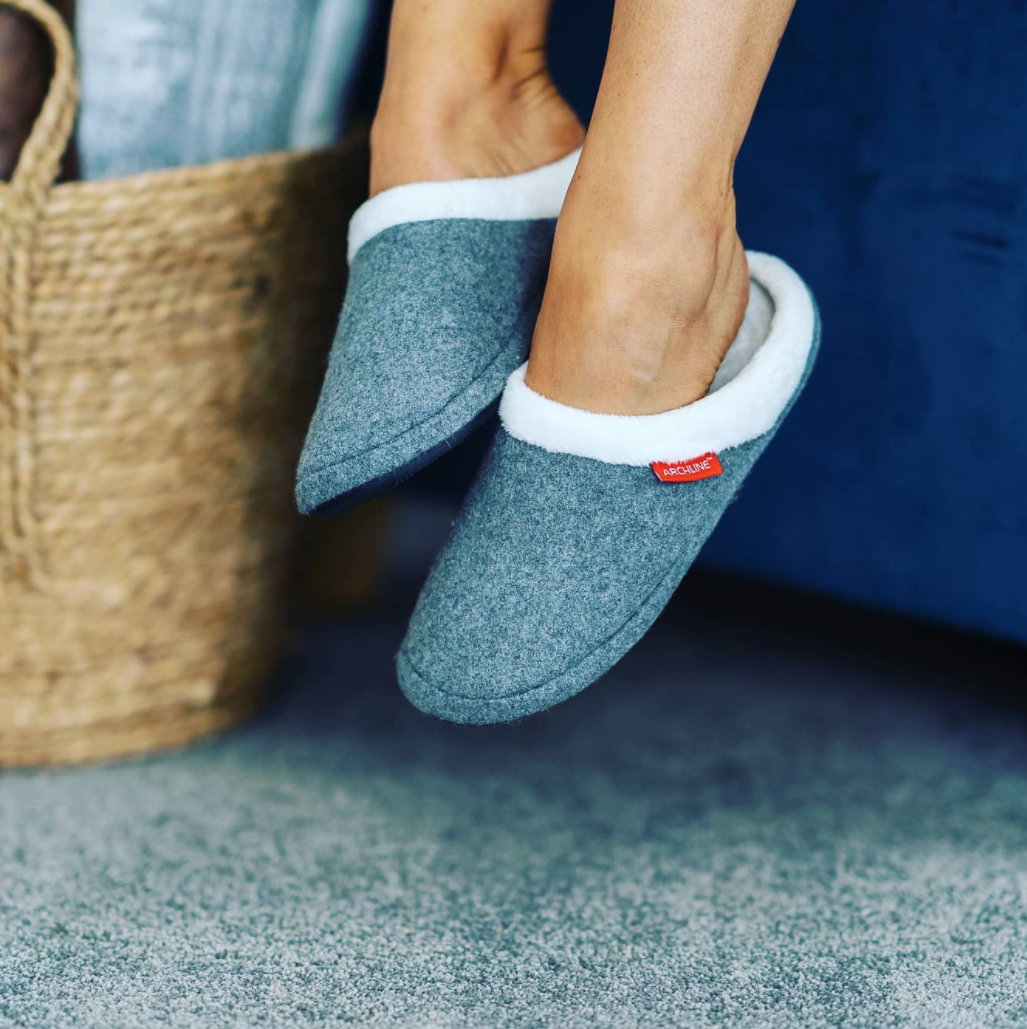 ARCHLINE Orthotic Slippers Slip On Arch Scuffs Orthopedic Moccasins - Grey Marle - EUR 47 Price