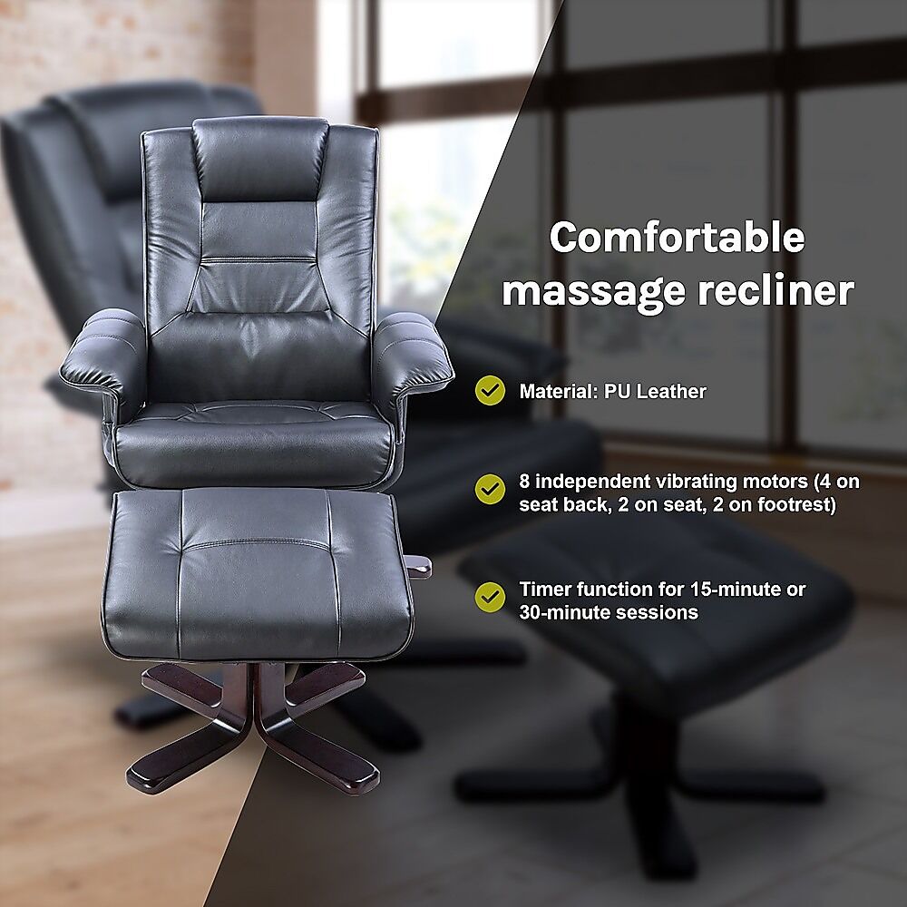 PU Leather Massage Chair Recliner Ottoman Lounge Remote Price
