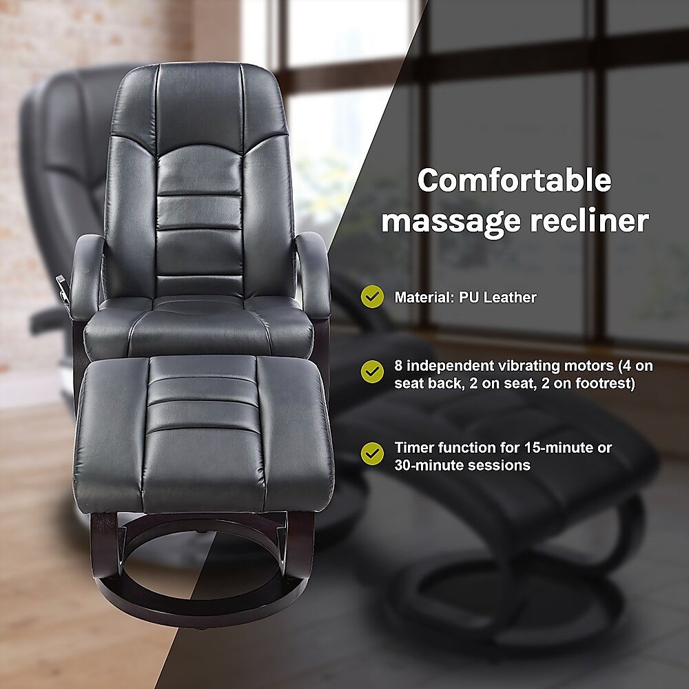PU Leather Massage Chair Recliner Ottoman Lounge Remote Price