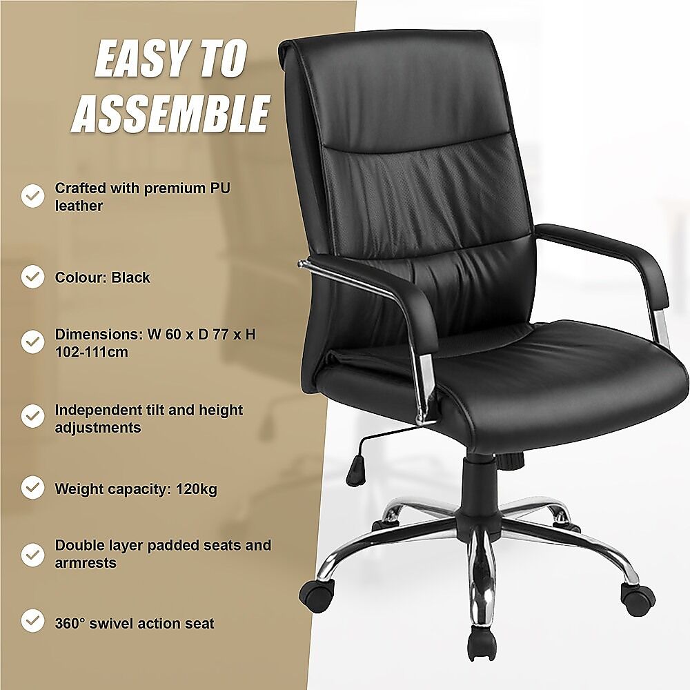 PU Leather Office Chair Executive Padded Black Price