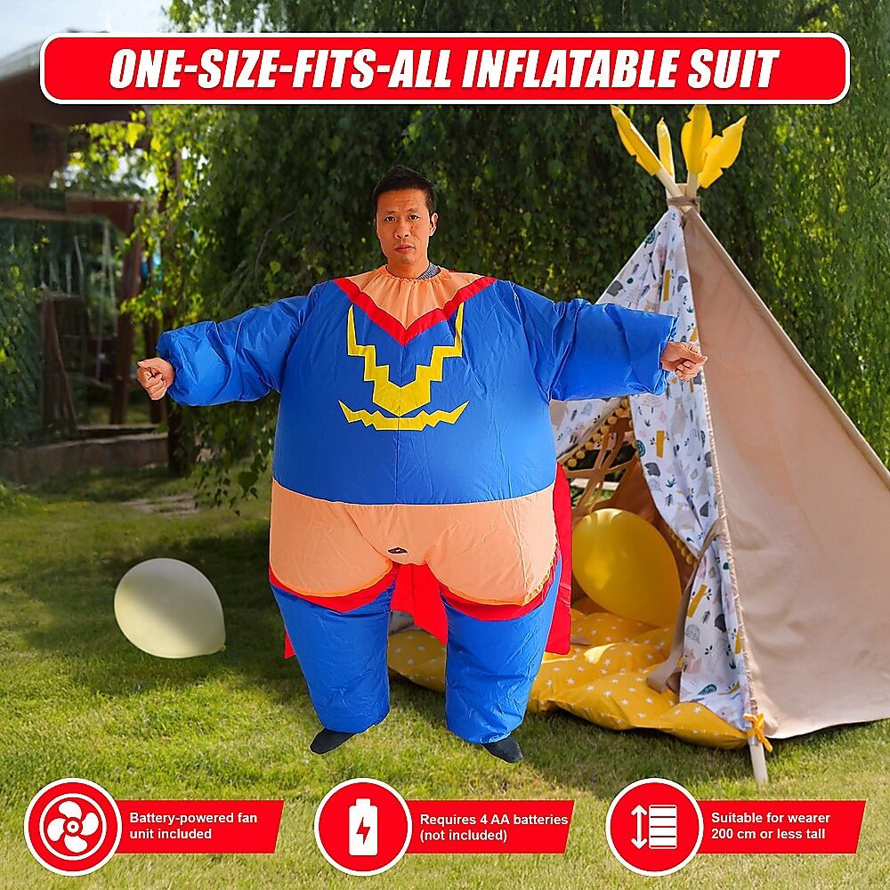 Super Hero Fancy Dress Inflatable Suit - Fan Operated Costume Price