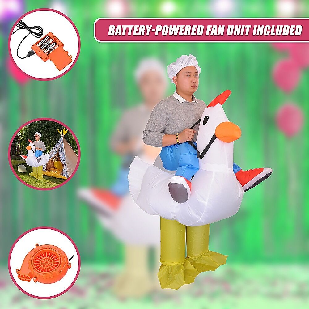 CHICKEN Fancy Dress Inflatable Suit - Fan Operated Costume Price