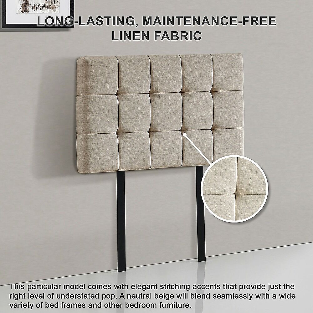 Linen Fabric Single Bed Deluxe Headboard Bedhead - Beige Price