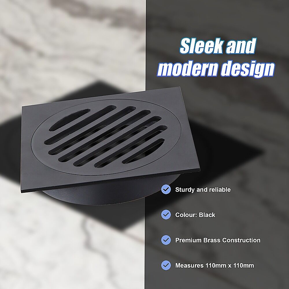 Square Black Floor Grate Drain 110 mm Full Brass Construction Price