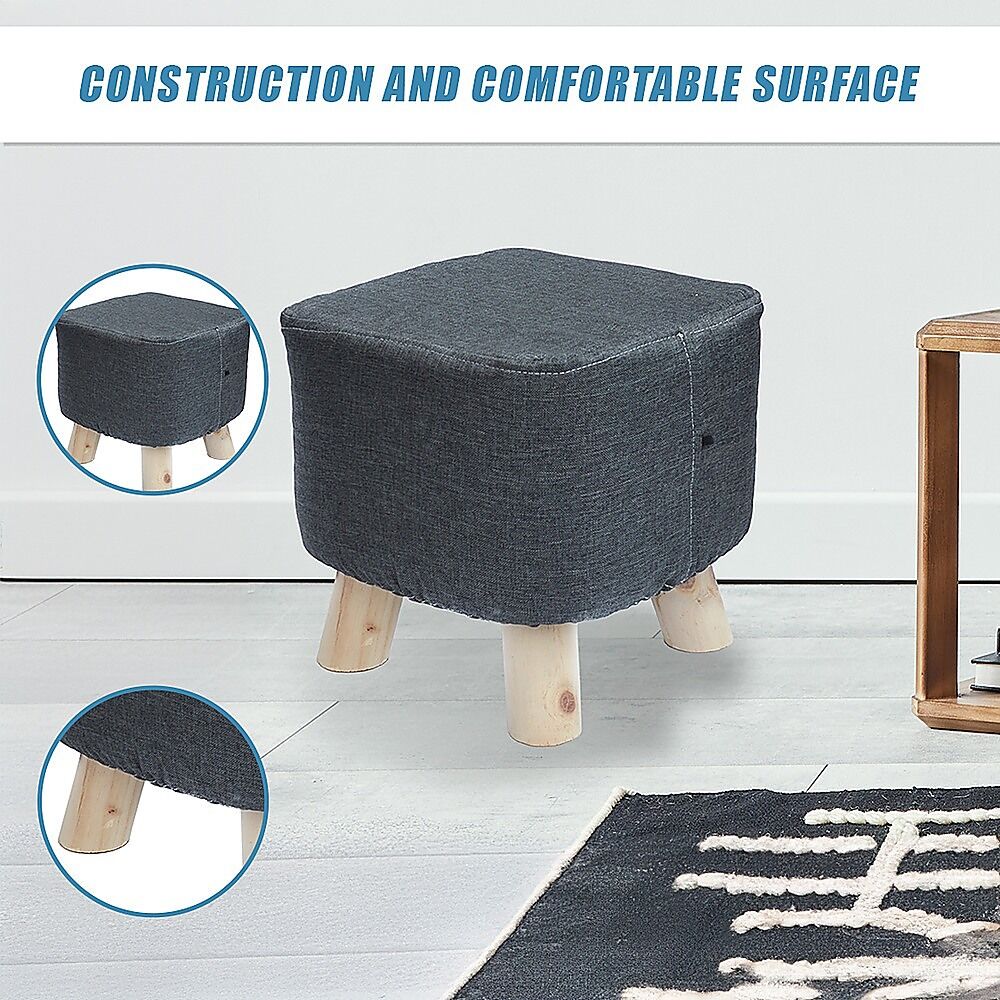 Fabric Ottoman Foot Stool Rest Pouffe Footstool Wood Storage Padded Seat Price