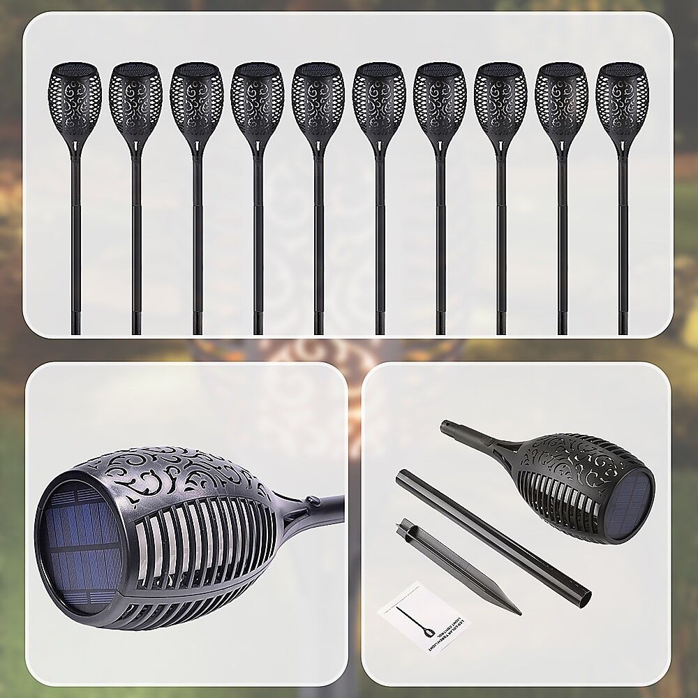 10 Pack Solar Torch Lights 96 LED Flickering Lighting Dancing Flame Garden Lamp Price