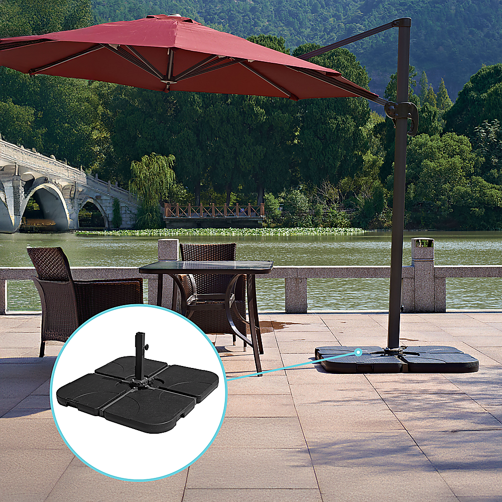 Outdoor Patio 4-Piece Cantilever Offset 3M Umbrella Base Stand Weight Water Sand Price