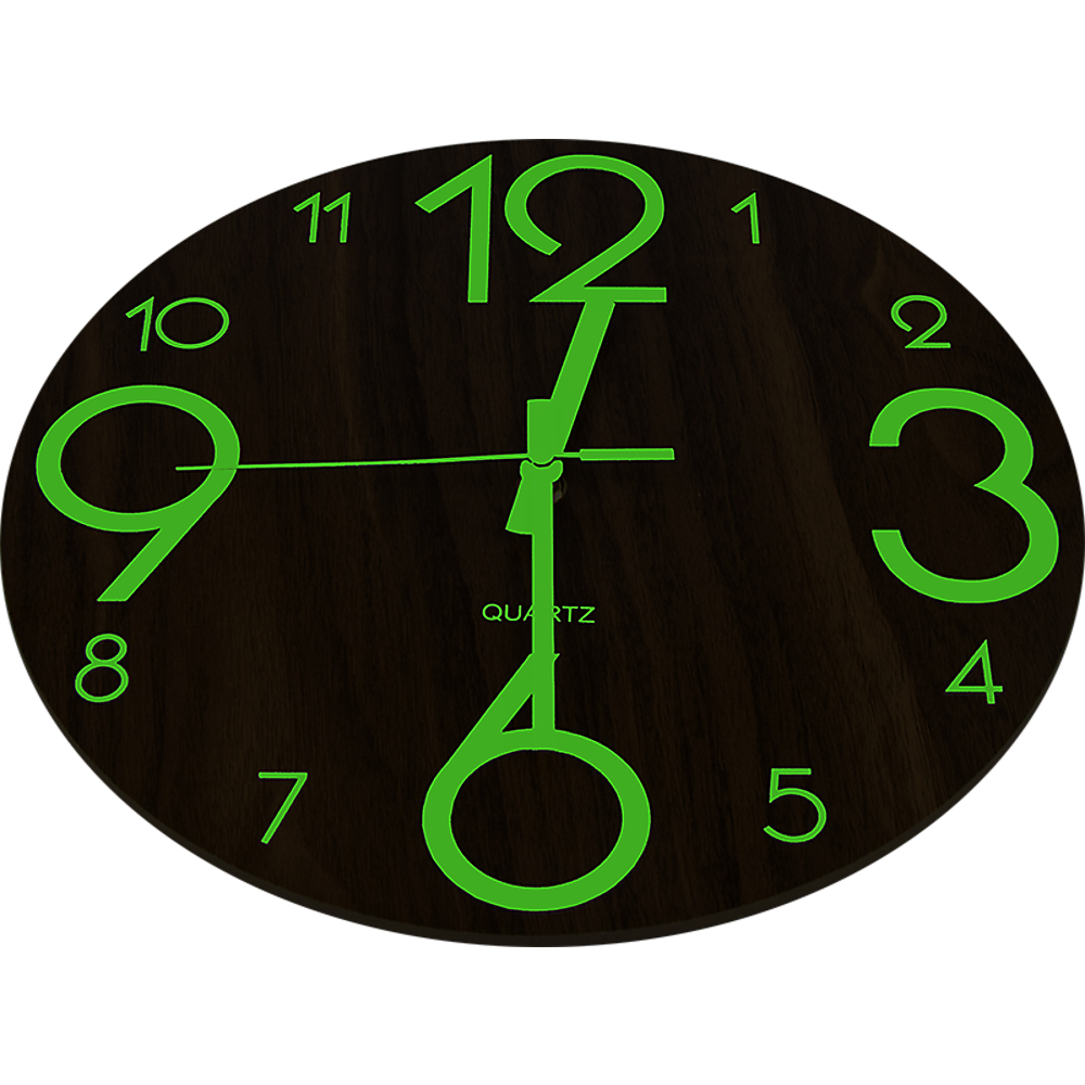 Glow In Dark Wall Clock Luminous Quartz Quiet Wooden Home Decor 30cm Price