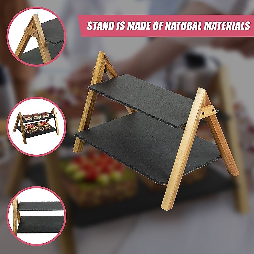 Party 2 Tier Cake Stand Slate Wedding Tiered Serving Stand Afternoon Tea Price