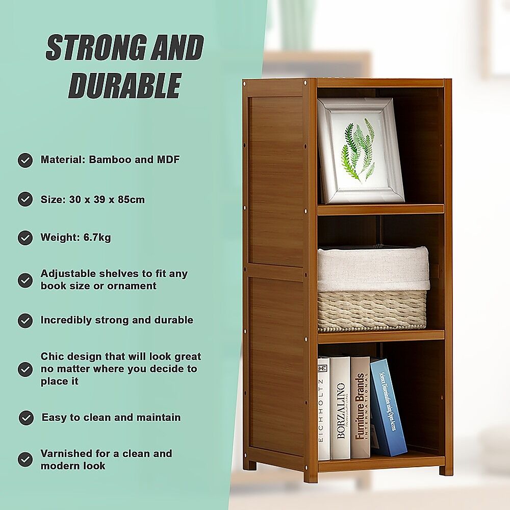 Bamboo Adjustable Shelf Bookcase Display Storage Rack Stand Livingroom Bedroom Price