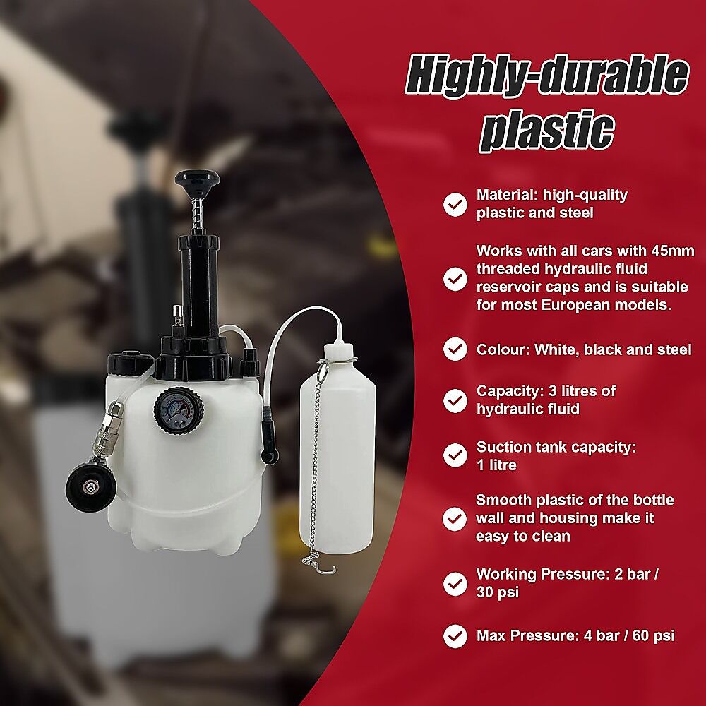 Bleed Tool Pressure 3 ltr Brake & Clutch Bleeding System Fluid Bleeder Price