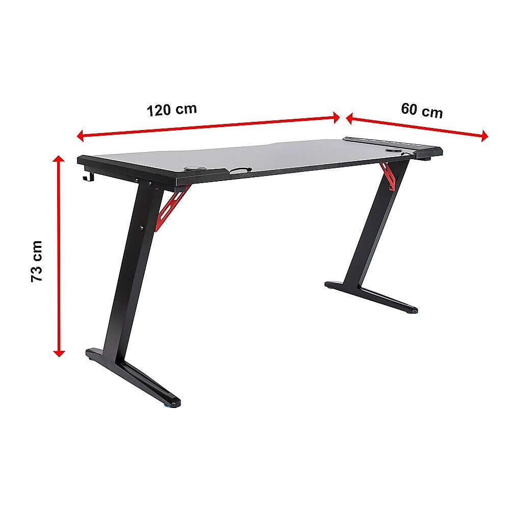 LED Gaming Desk Computer Table with Cup Holder Headphone Hook Cable Hole Price