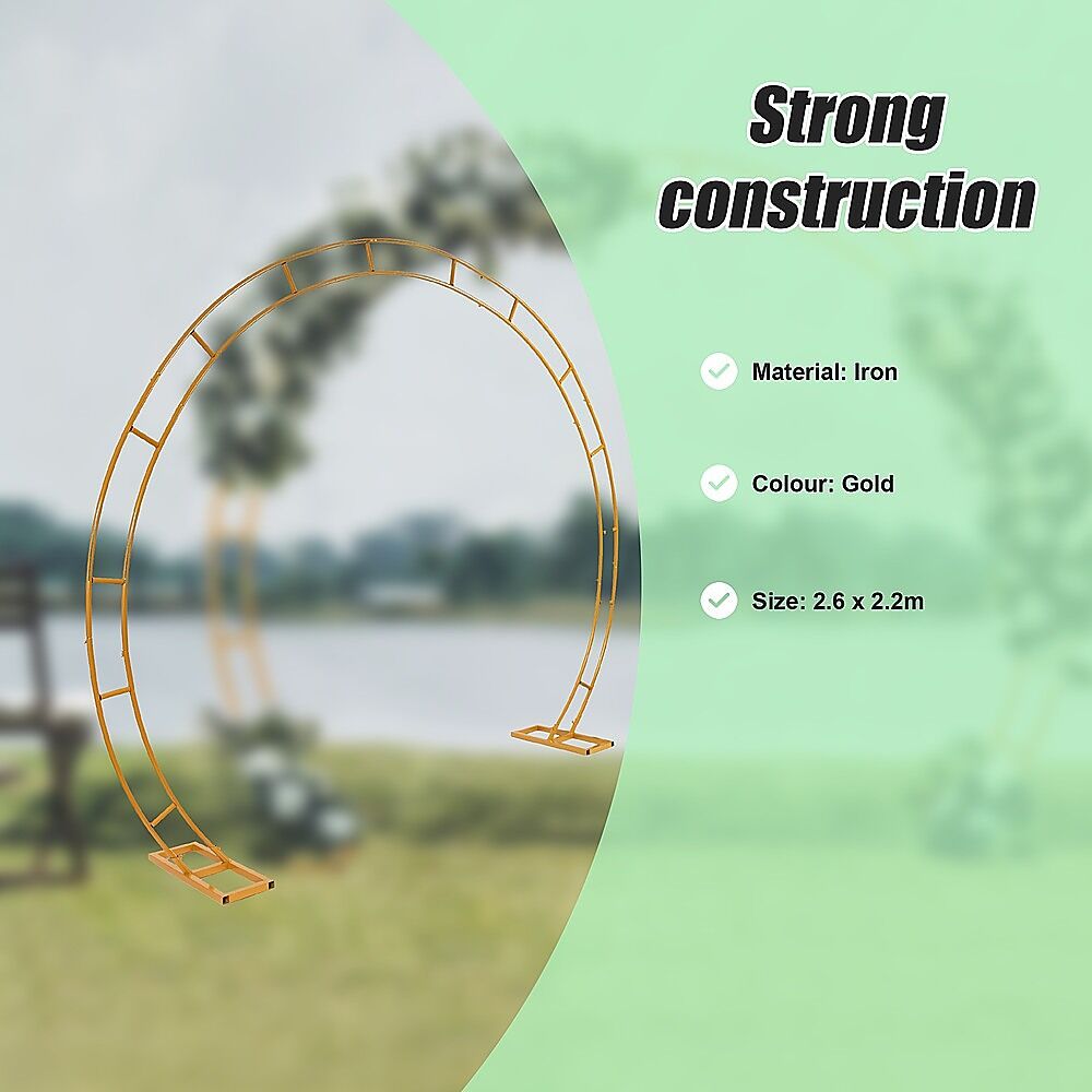 260cm Gold Metal Wedding Arch Round Balloon Birthday Party Price