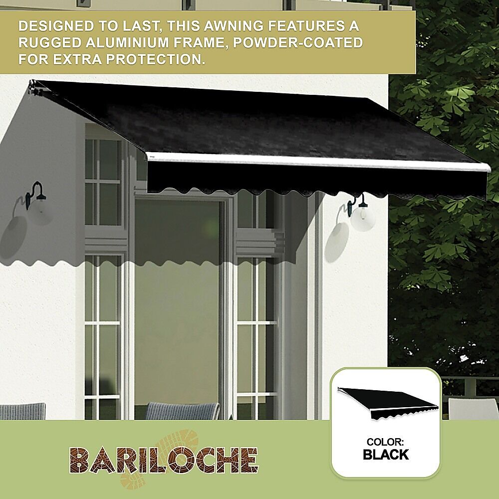 Motorised Outdoor Folding Arm Awning Retractable Sunshade Canopy Black 3.0m x 2.5m Price
