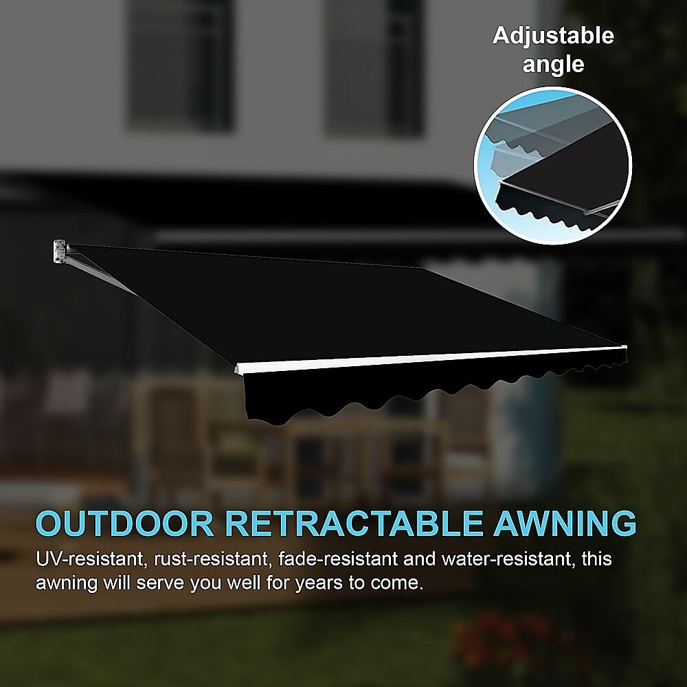 Motorised Outdoor Folding Arm Awning Retractable Sunshade Canopy Black 5.0m x 3.0m Price