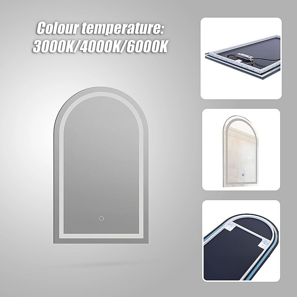Arched LED Wall Mirror Bathroom Mirrors Makeup Anti-fog 600mm x 1000mm Price