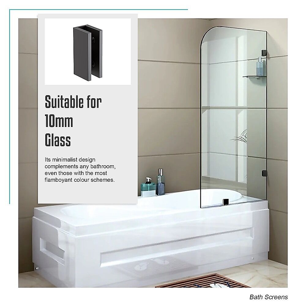 70cm Frameless Glass Bath Screen with Brackets - Black Price