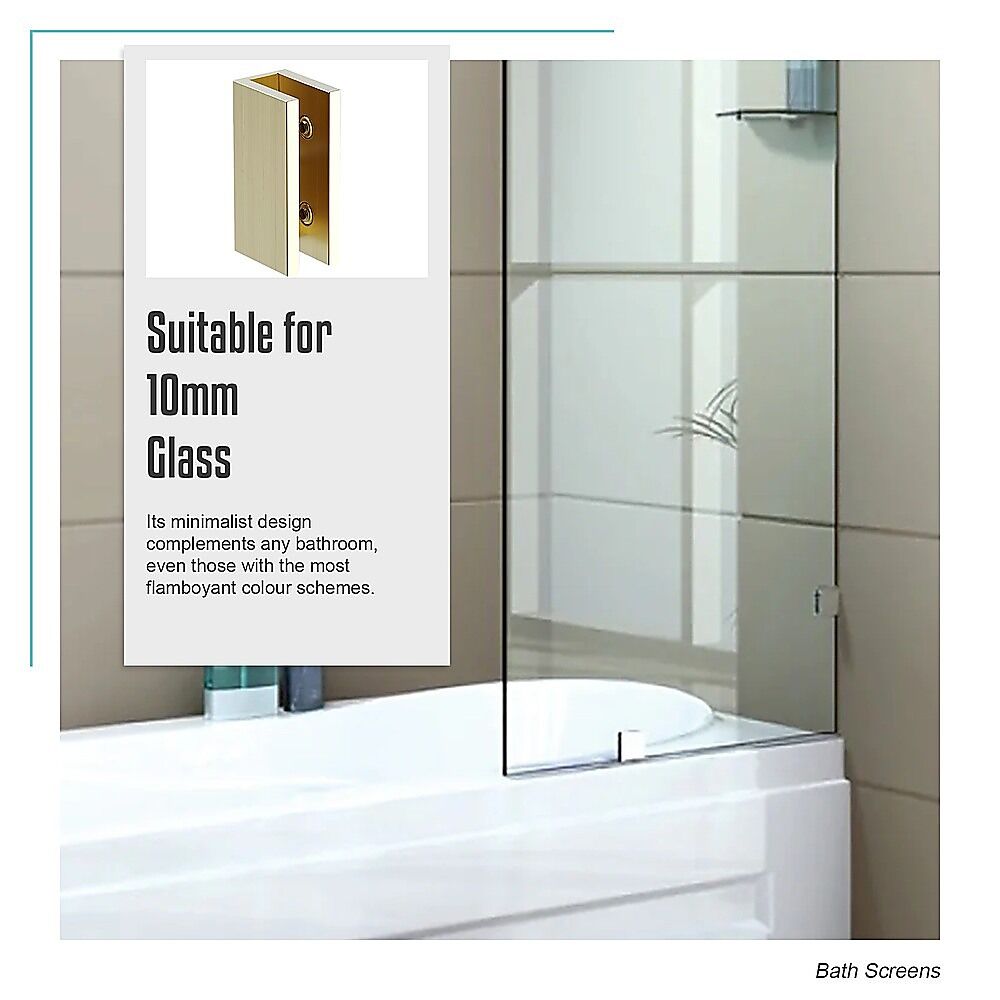 70cm Frameless Glass Bath Screen with Brackets - Gold Price